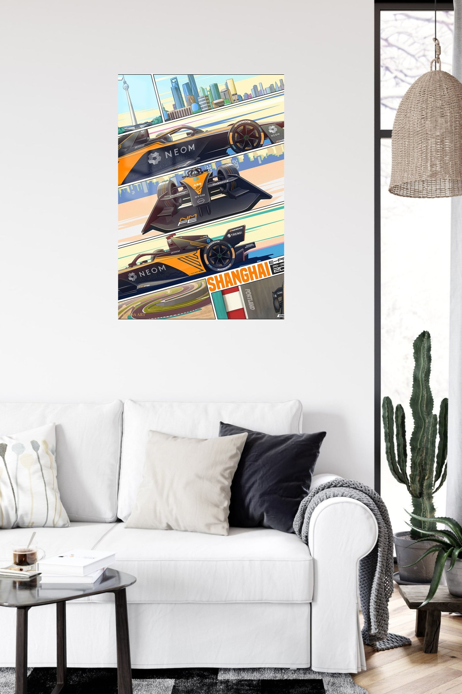 Electric Formula Race Car City Panels metal wall art print, view 5