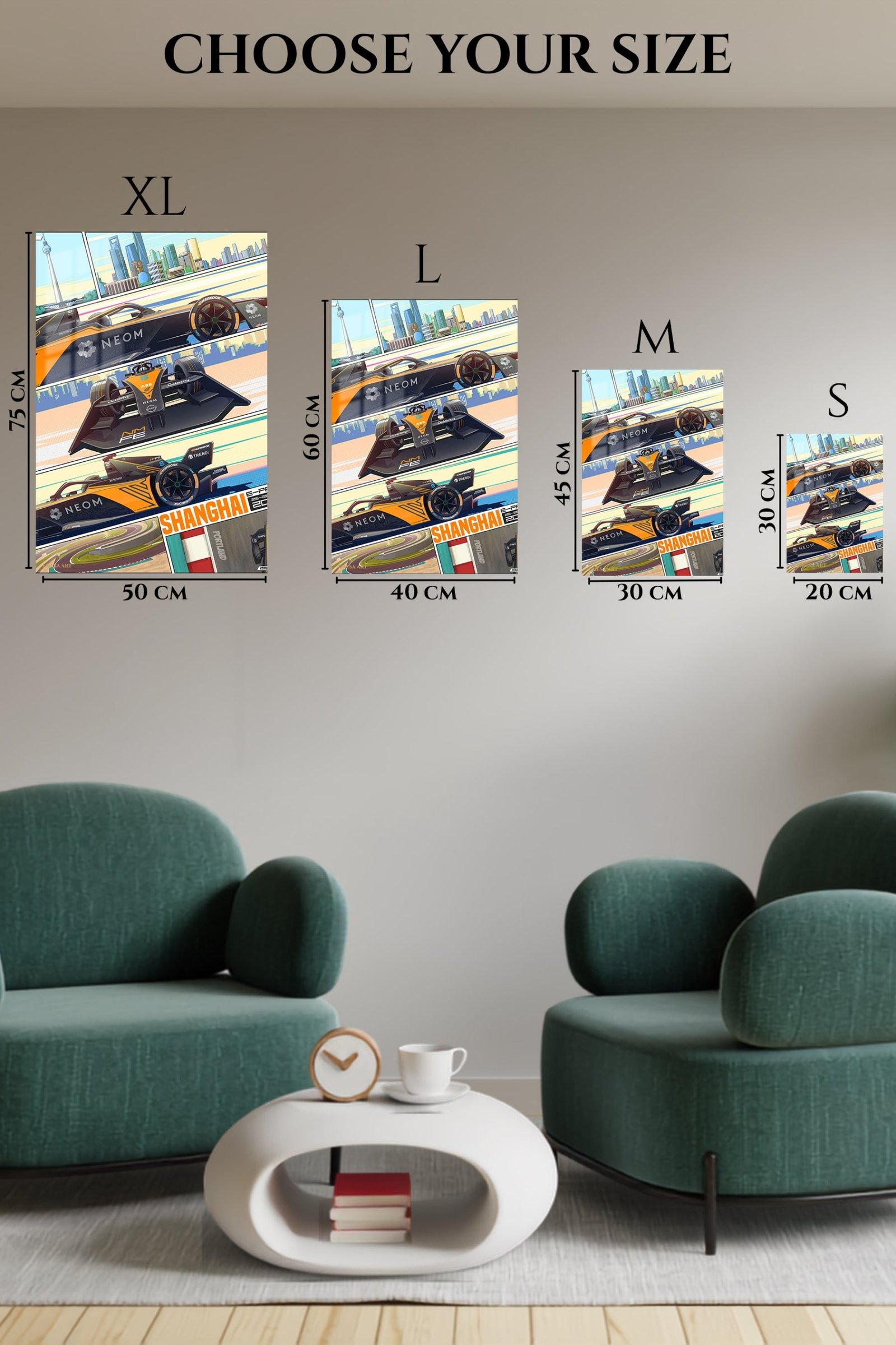 Electric Formula Race Car City Panels metal wall art print, view 6