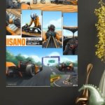 Orange Race Car Beachside Comic Collage metal wall art print, view 4