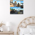 Orange Race Car Beachside Comic Collage metal wall art print, view 5
