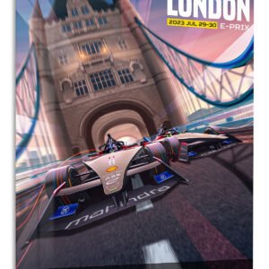 London Street Racing Poster metal wall art print