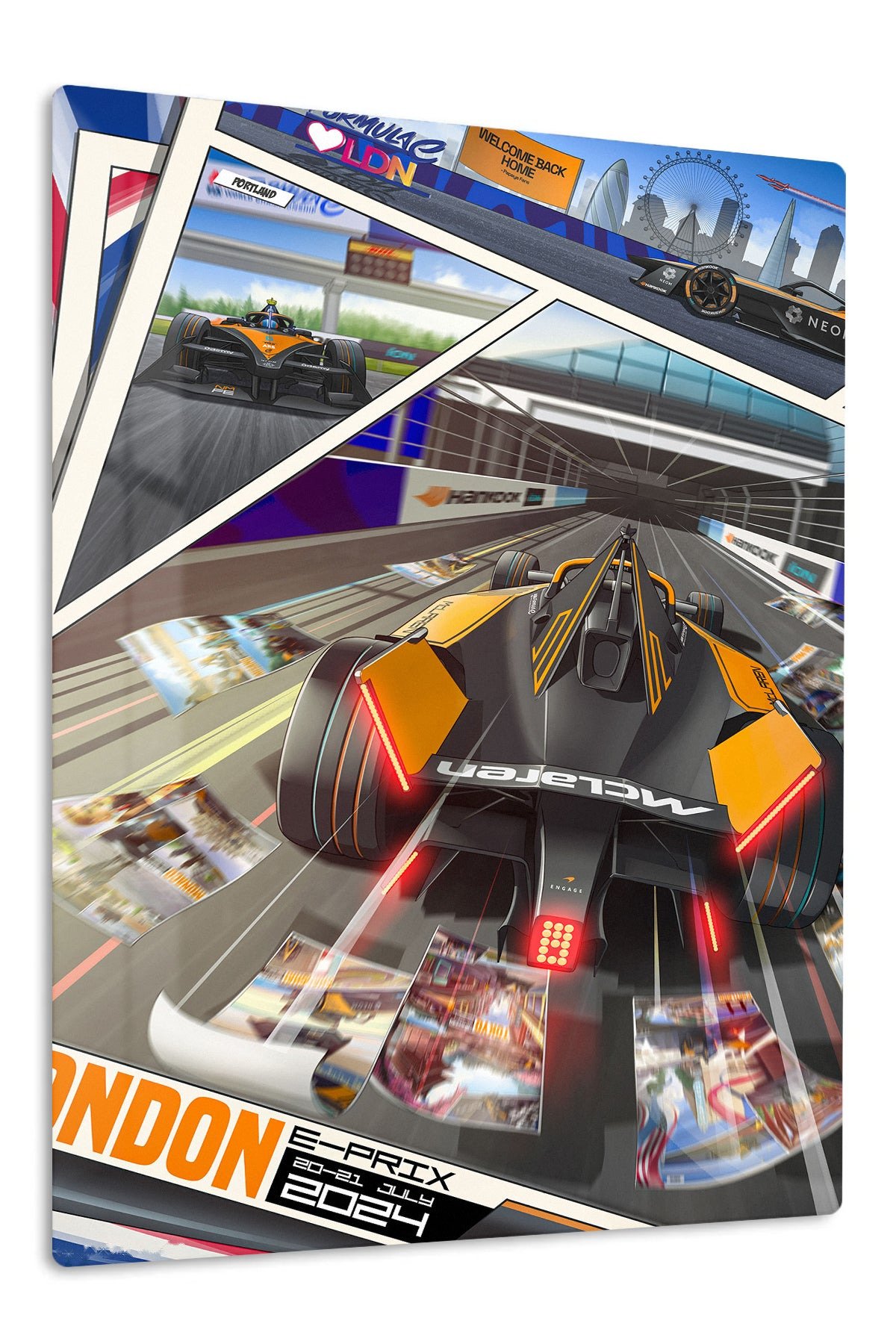 London Open-Wheel Racing Collage metal wall art print