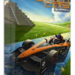Formula Race Car at Ancient Temple metal wall art print