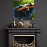 Formula Race Car at Ancient Temple metal wall art print, view 4