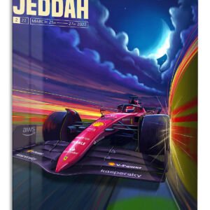 Jeddah Night Grand Prix Racing Car metal wall art print
