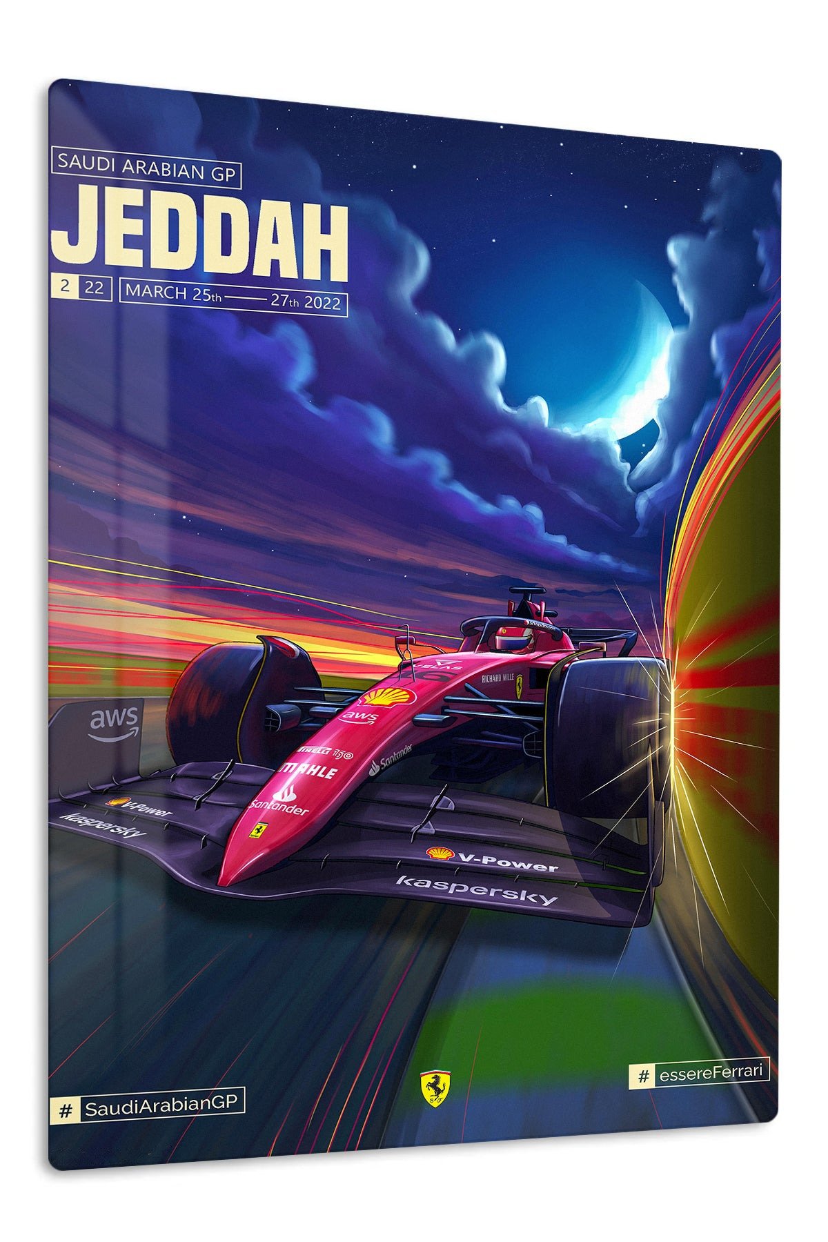 Jeddah Night Grand Prix Racing Car metal wall art print