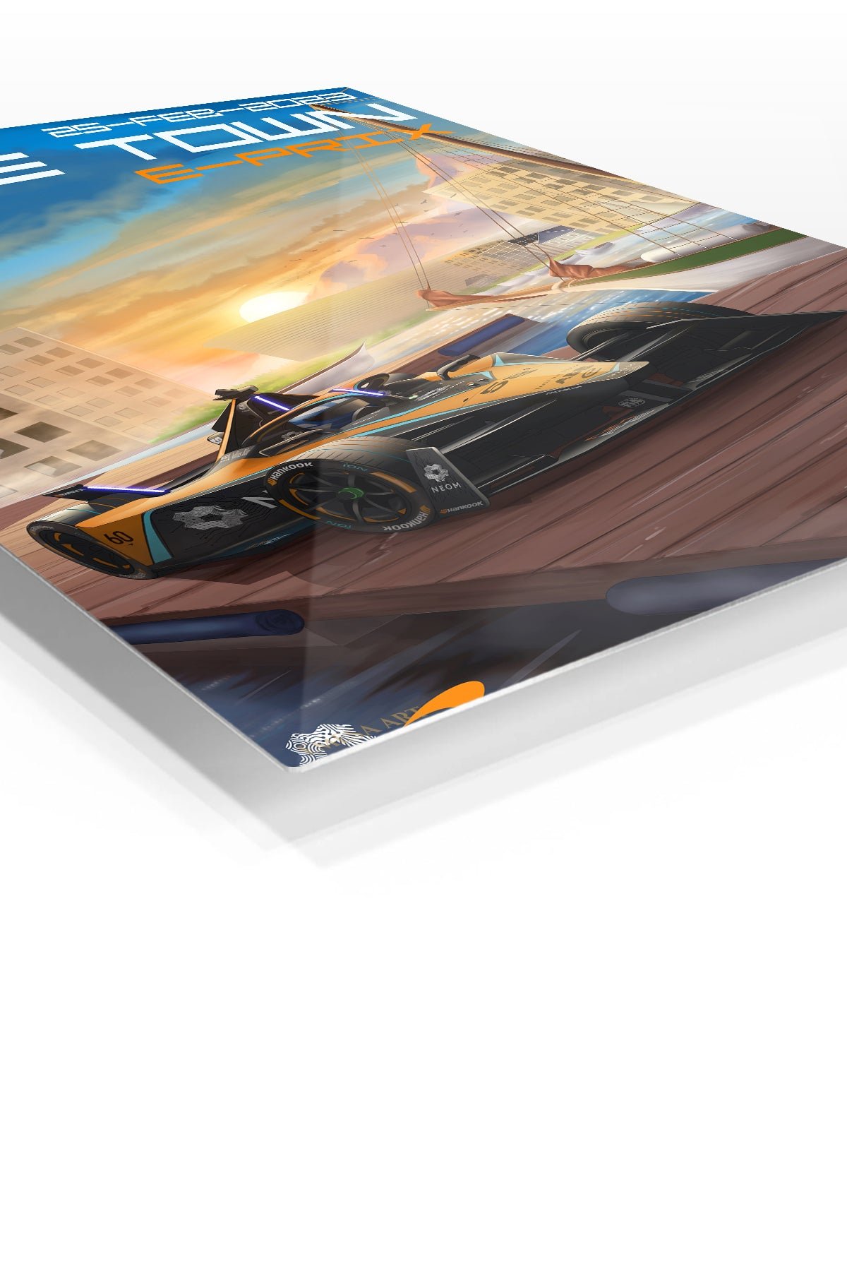 Sunset Harbor Race Car metal wall art print, view 2