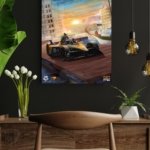 Sunset Harbor Race Car metal wall art print, view 4