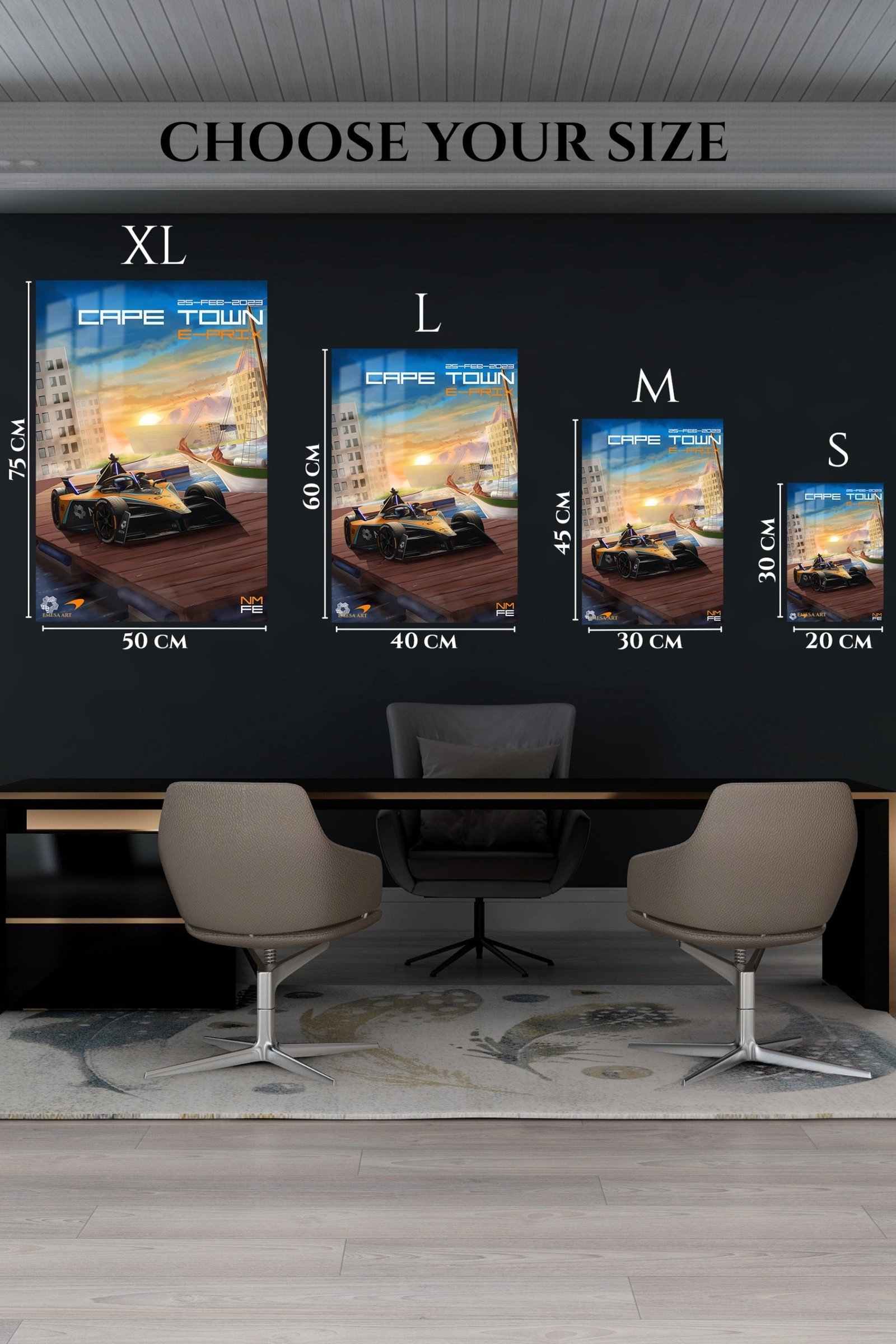 Sunset Harbor Race Car metal wall art print, view 6