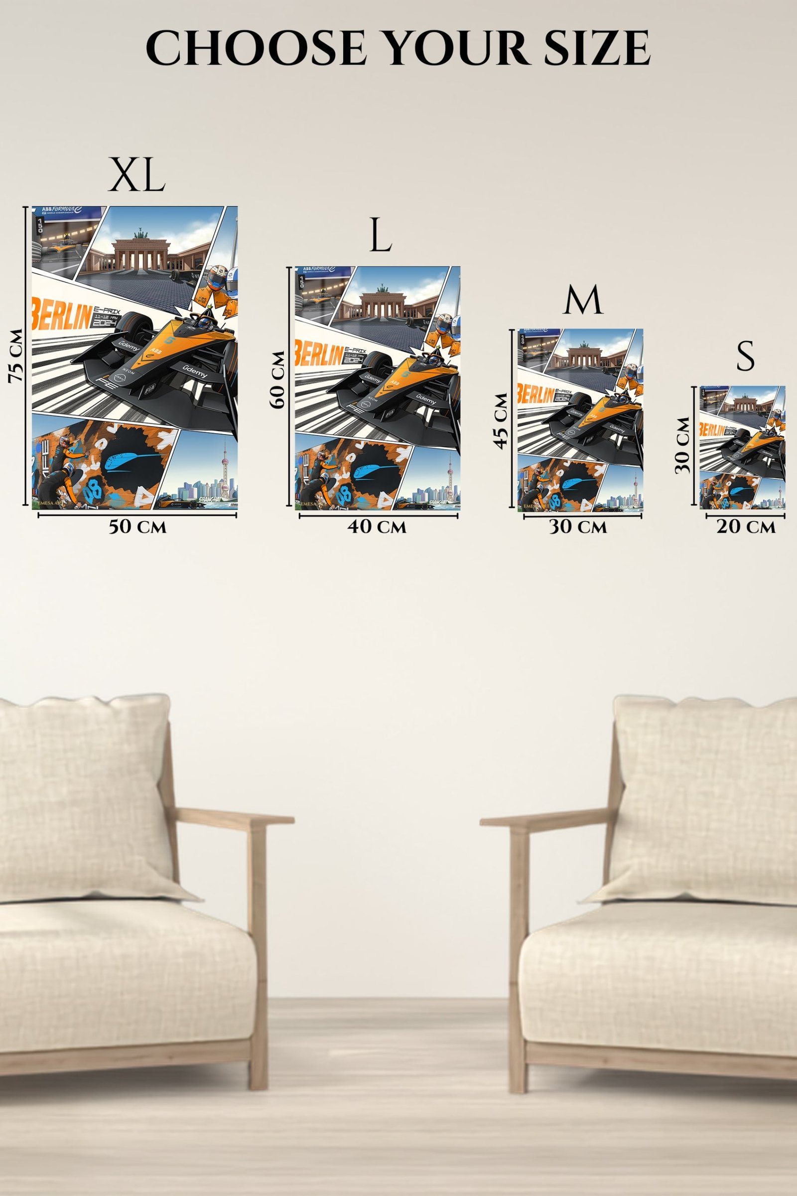 Orange Open-Wheel Racing City Panels metal wall art print, view 6