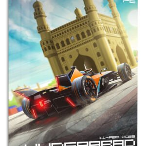 Formula Race Car at Four-Tower Gateway metal wall art print