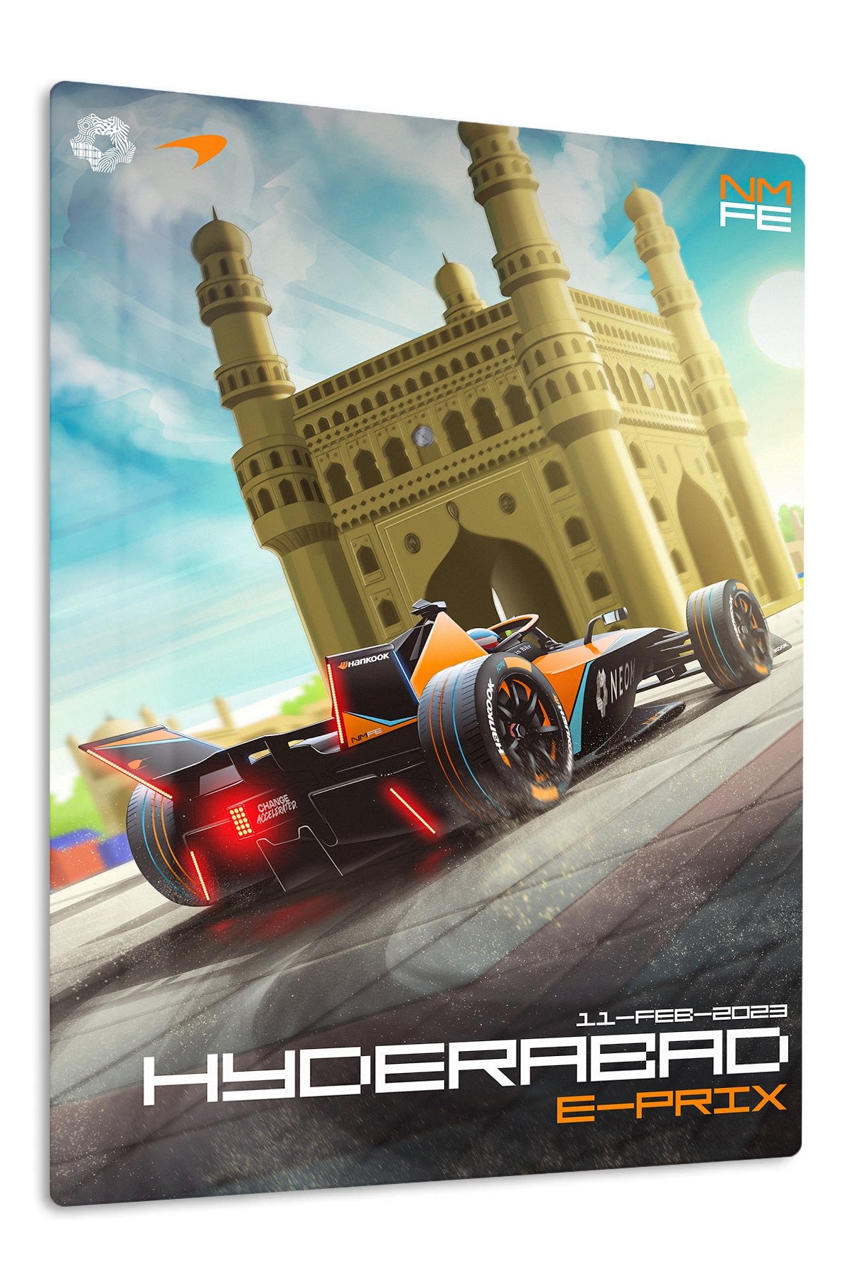 Formula Race Car at Four-Tower Gateway metal wall art print