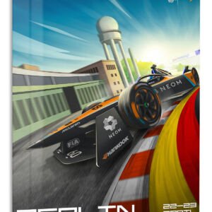 Electric Race Car City Circuit Poster metal wall art print