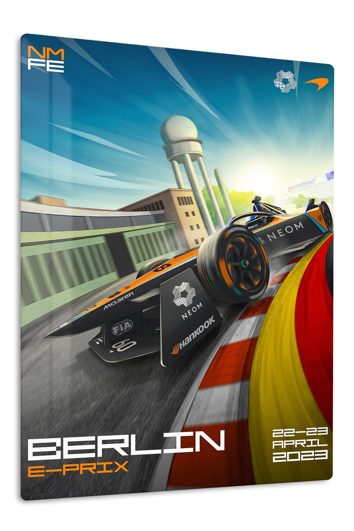 Electric Race Car City Circuit Poster metal wall art print