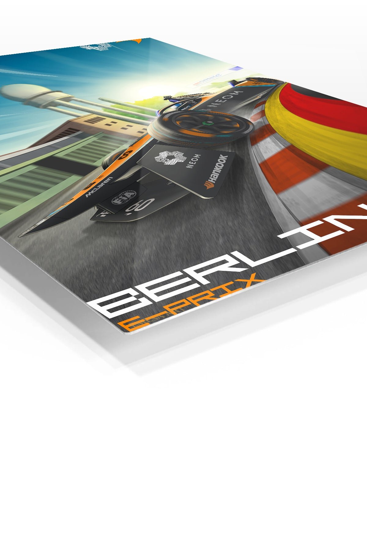 Electric Race Car City Circuit Poster metal wall art print, view 2