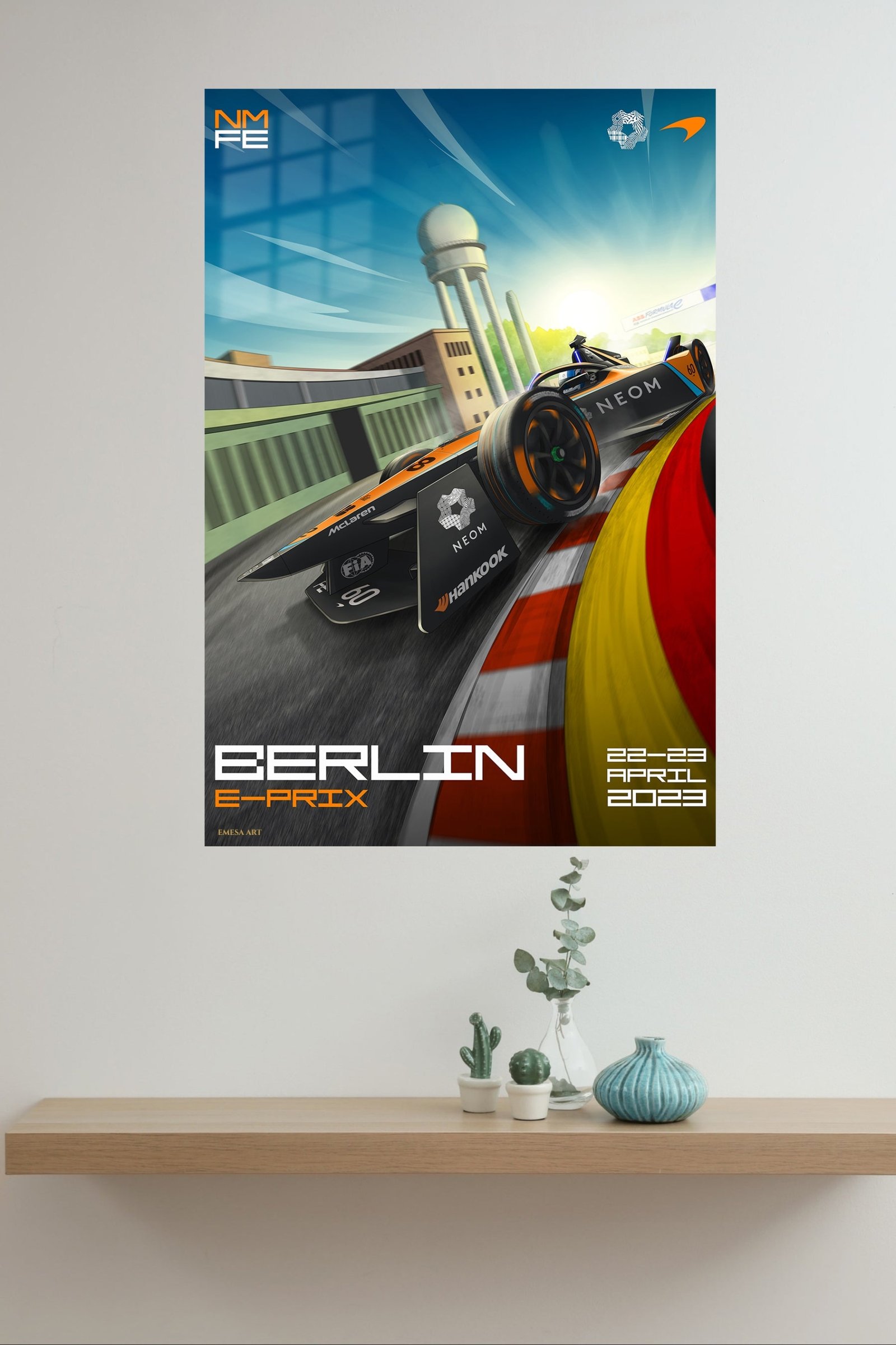 Electric Race Car City Circuit Poster metal wall art print, view 4