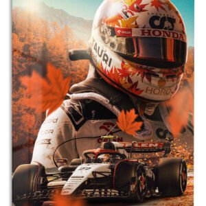 Autumn Formula Racing Driver metal wall art print