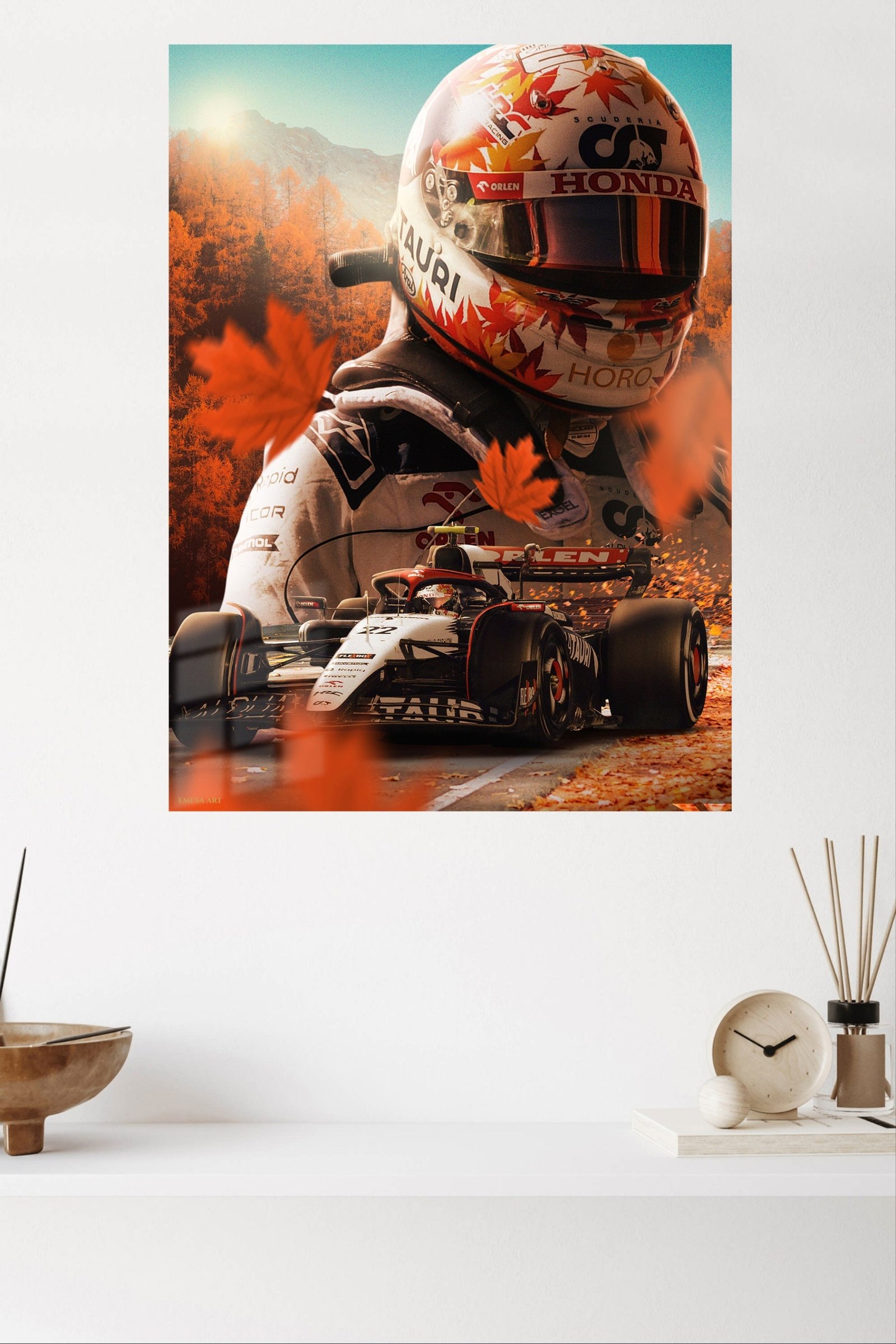 Autumn Formula Racing Driver metal wall art print, view 4