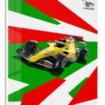 Yellow Open-Wheel Racing Car Graphic metal wall art print