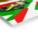 Yellow Open-Wheel Racing Car Graphic metal wall art print, view 2