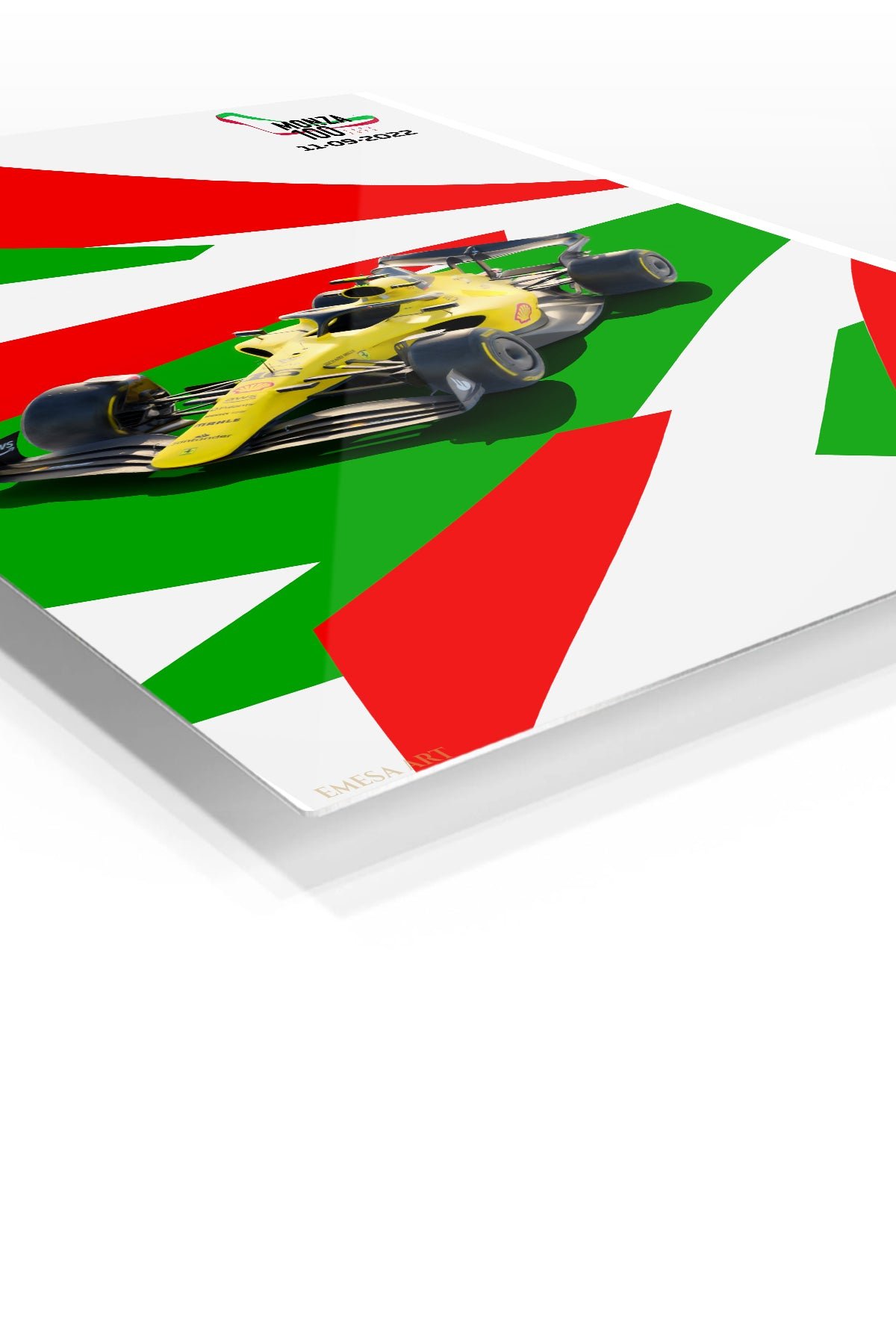 Yellow Open-Wheel Racing Car Graphic metal wall art print, view 2