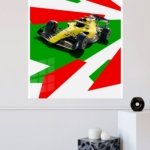 Yellow Open-Wheel Racing Car Graphic metal wall art print, view 4