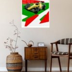 Yellow Open-Wheel Racing Car Graphic metal wall art print, view 5