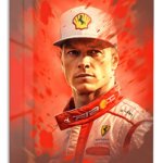 Red Motorsport Driver Portrait metal wall art print