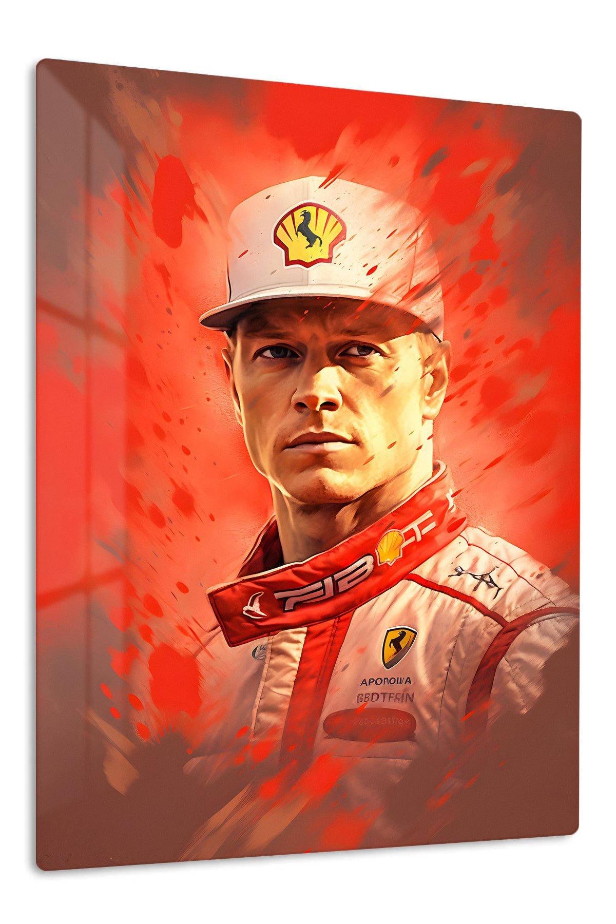 Red Motorsport Driver Portrait metal wall art print