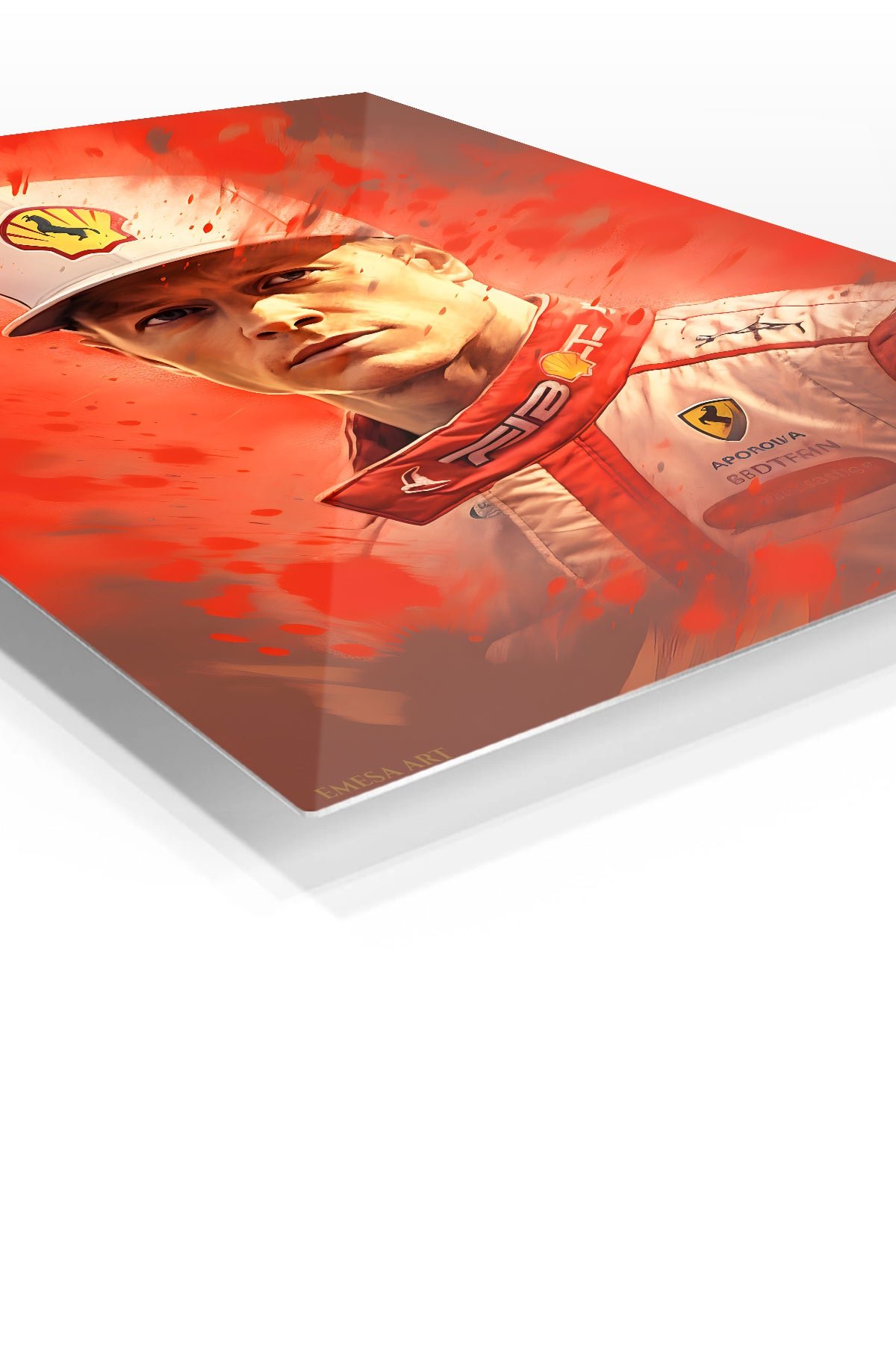 Red Motorsport Driver Portrait metal wall art print, view 2