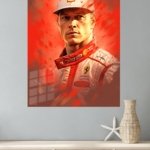 Red Motorsport Driver Portrait metal wall art print, view 4