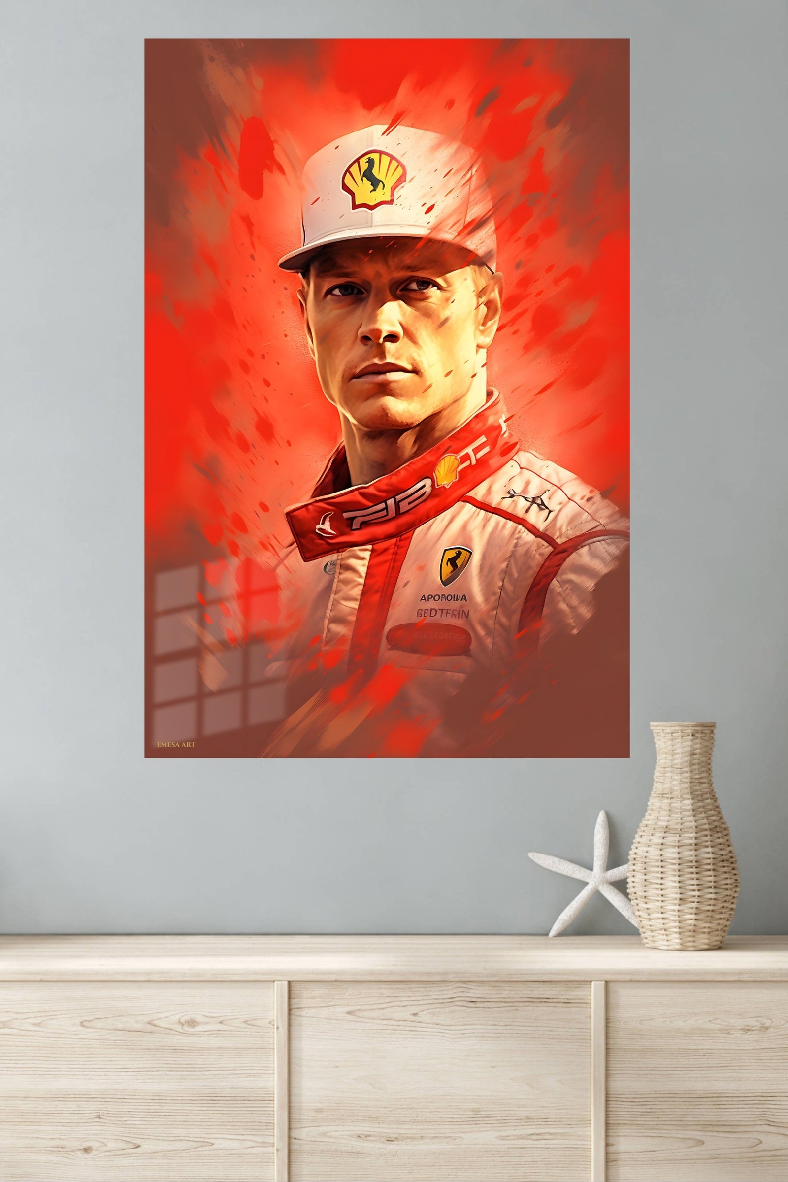 Red Motorsport Driver Portrait metal wall art print, view 4