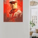 Red Motorsport Driver Portrait metal wall art print, view 5