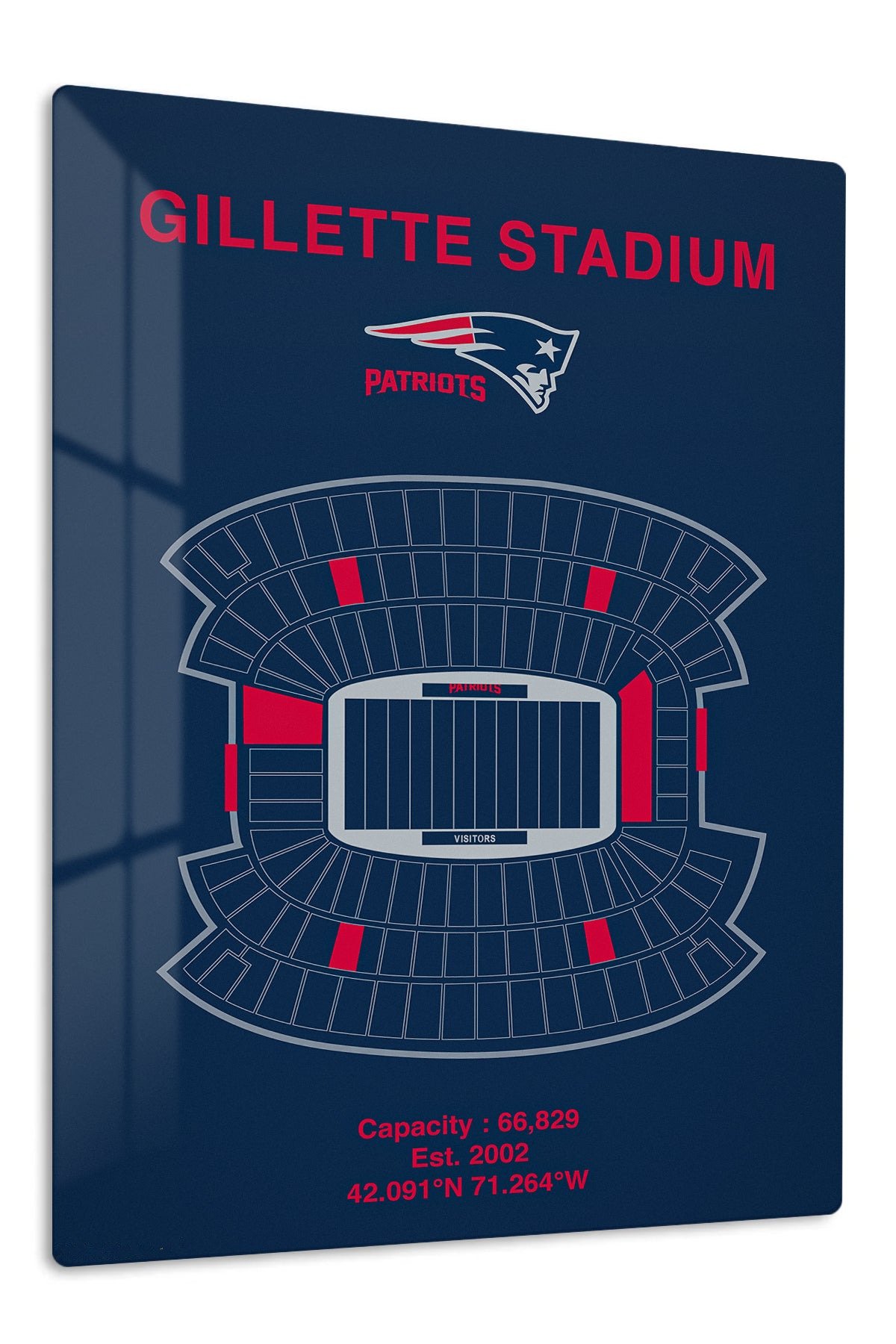 Gillette Stadium Patriots Seating Chart metal wall art print