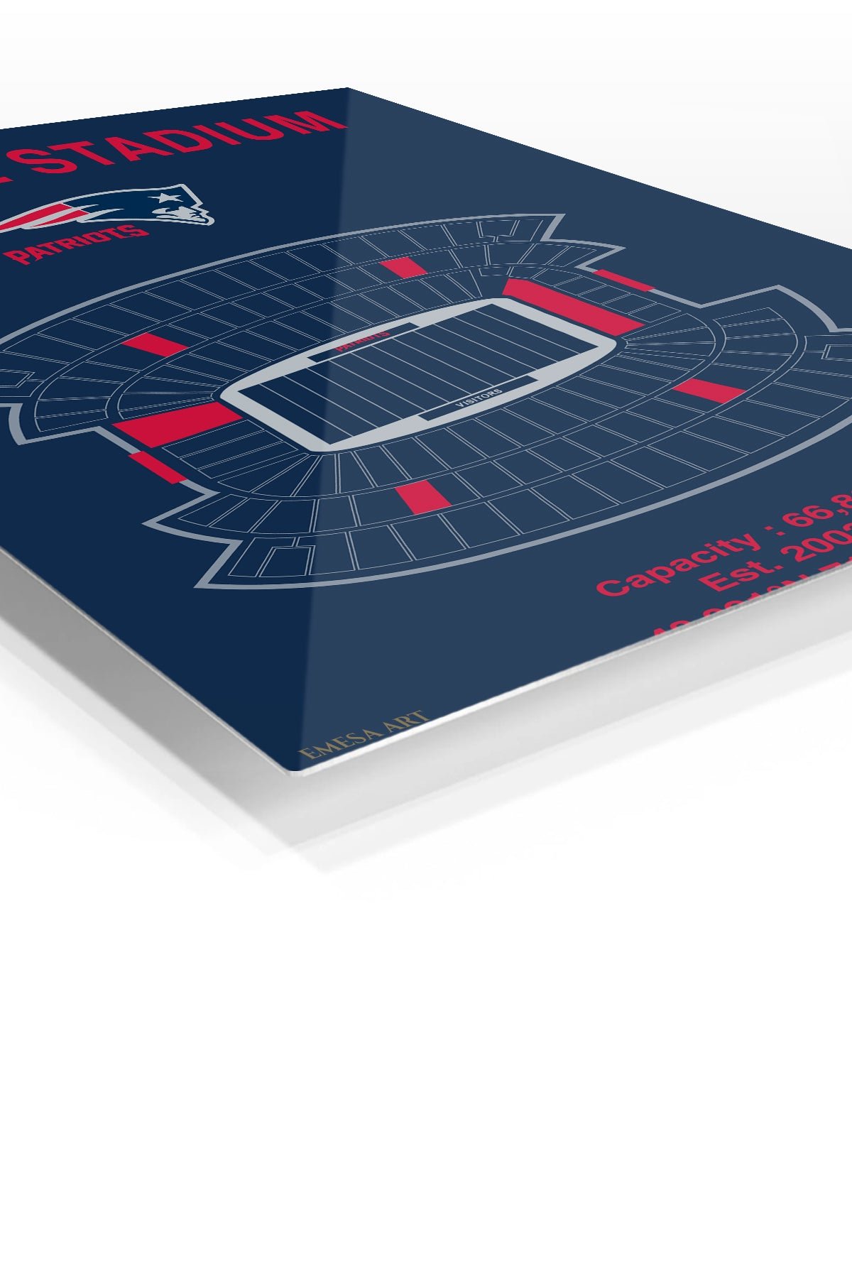 Gillette Stadium Patriots Seating Chart metal wall art print, view 2