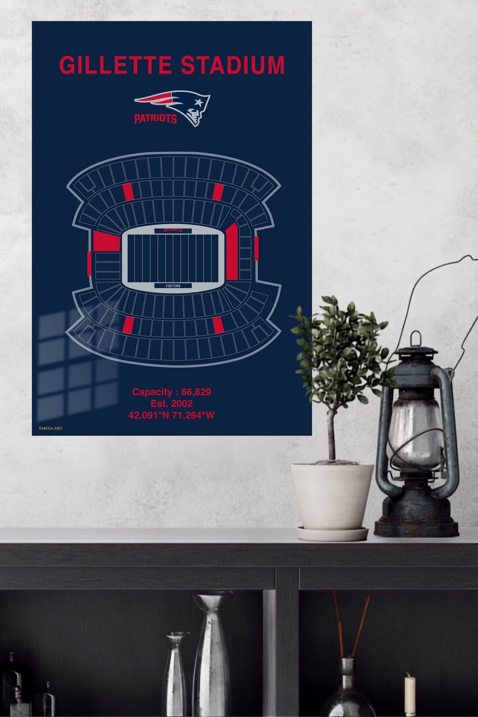 Gillette Stadium Patriots Seating Chart metal wall art print, view 4