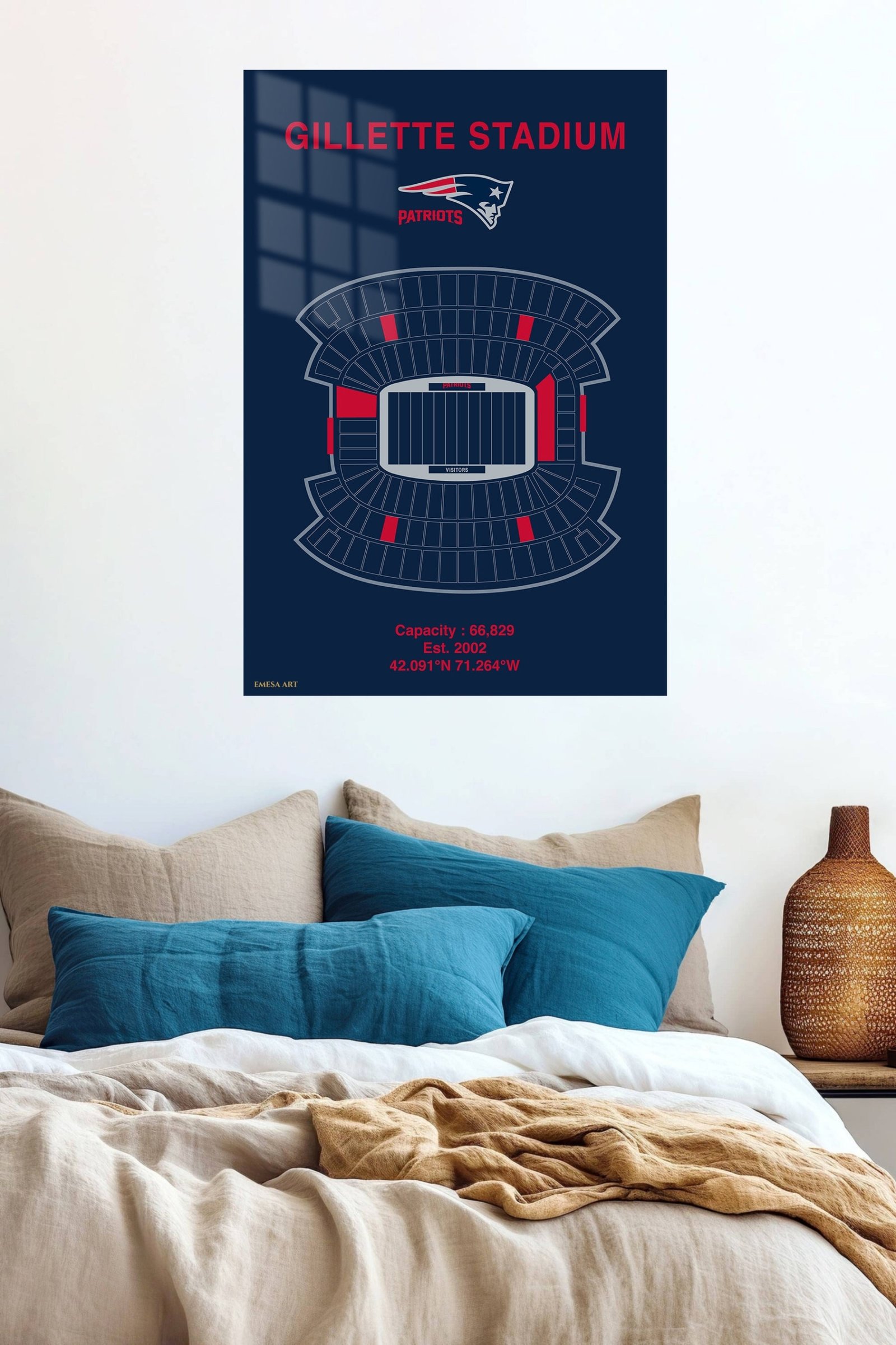 Gillette Stadium Patriots Seating Chart metal wall art print, view 5