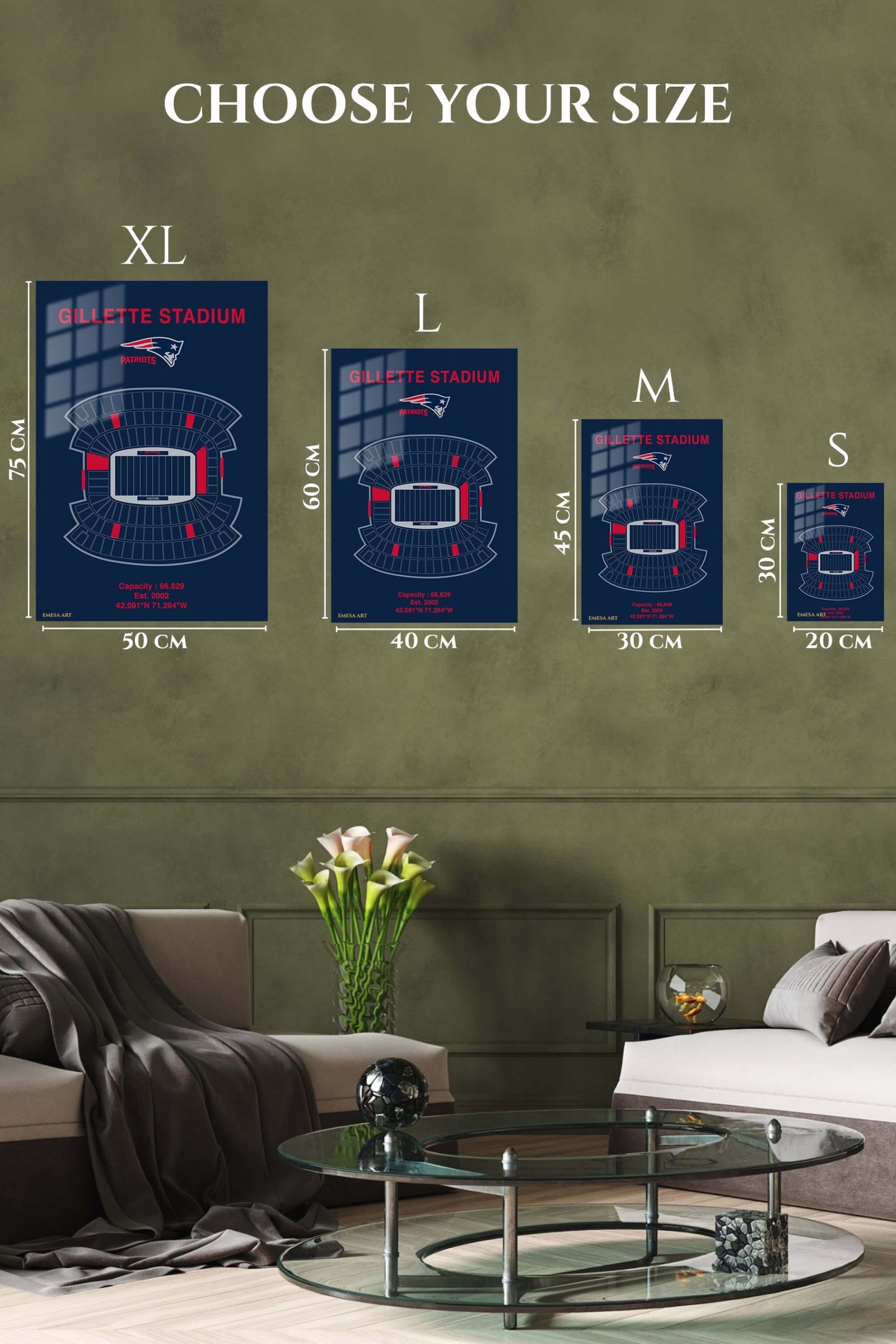 Gillette Stadium Patriots Seating Chart metal wall art print, view 6