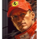 Red Motorsport Portrait metal wall art print