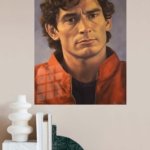Curly-Haired Man in Red Jacket Portrait metal wall art print, view 4