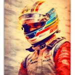 Sunlit Racing Driver Portrait metal wall art print