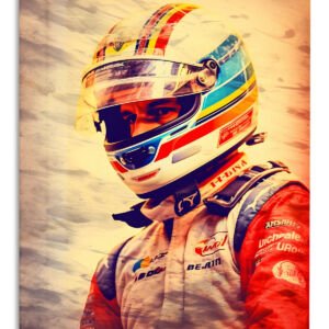 Sunlit Racing Driver Portrait metal wall art print