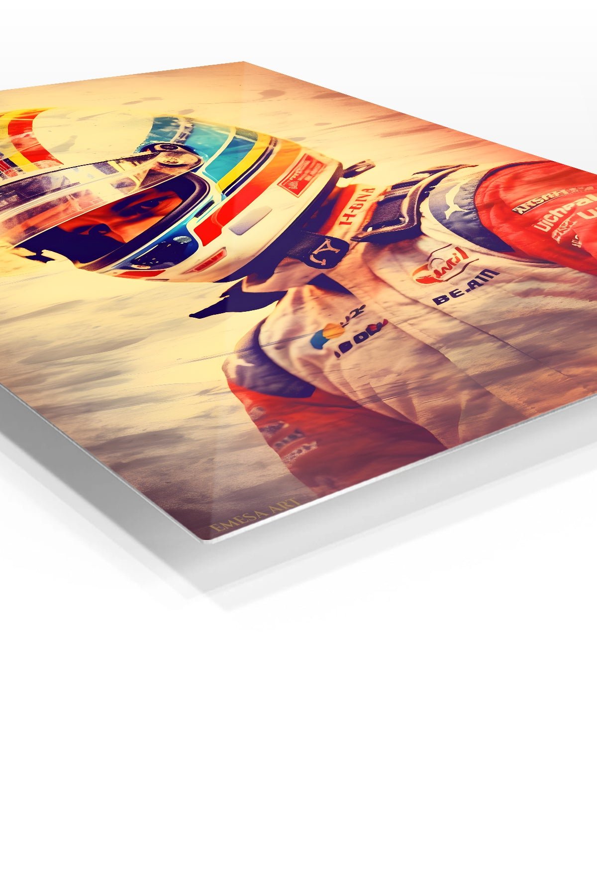 Sunlit Racing Driver Portrait metal wall art print, view 2