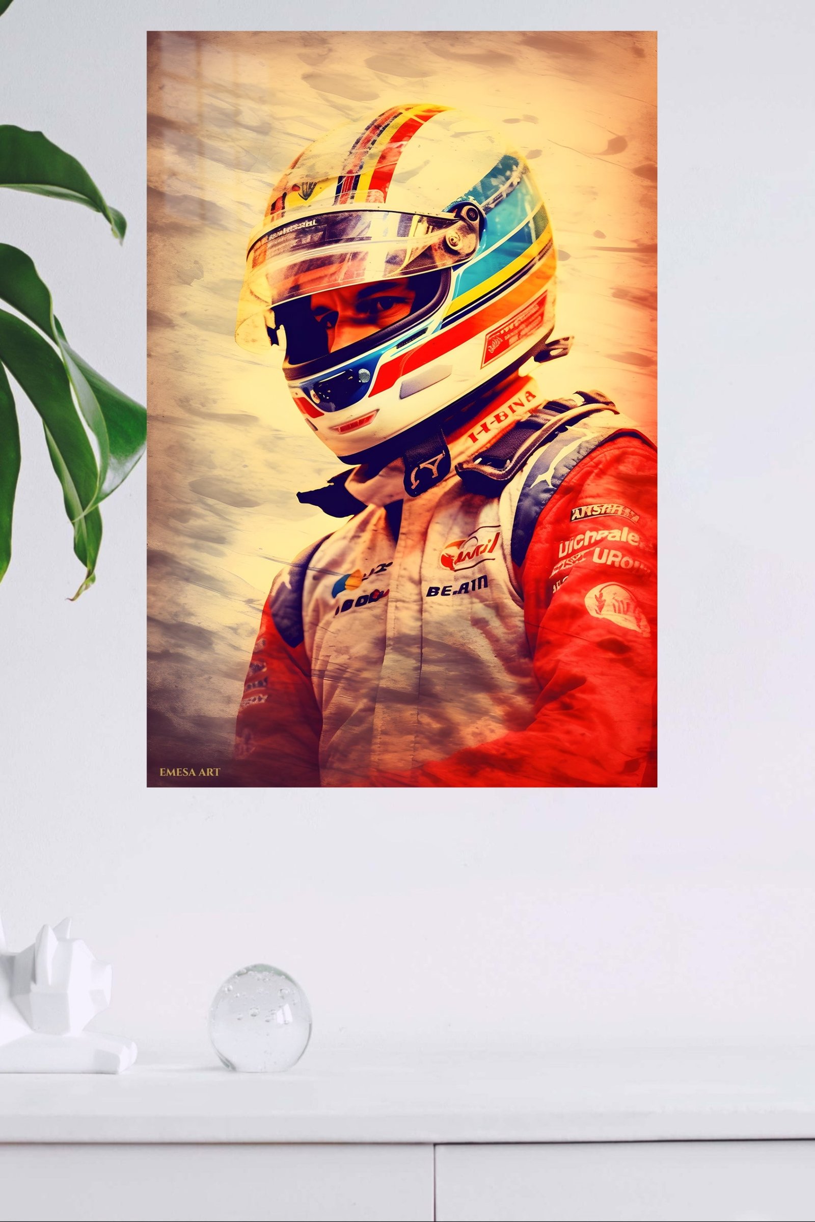 Sunlit Racing Driver Portrait metal wall art print, view 4