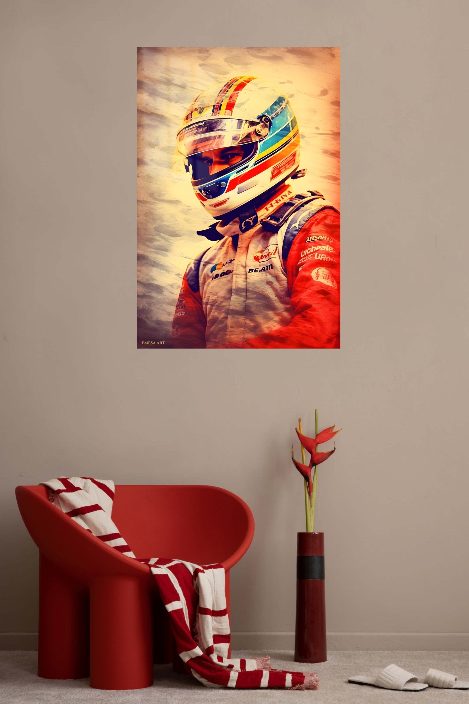Sunlit Racing Driver Portrait metal wall art print, view 5