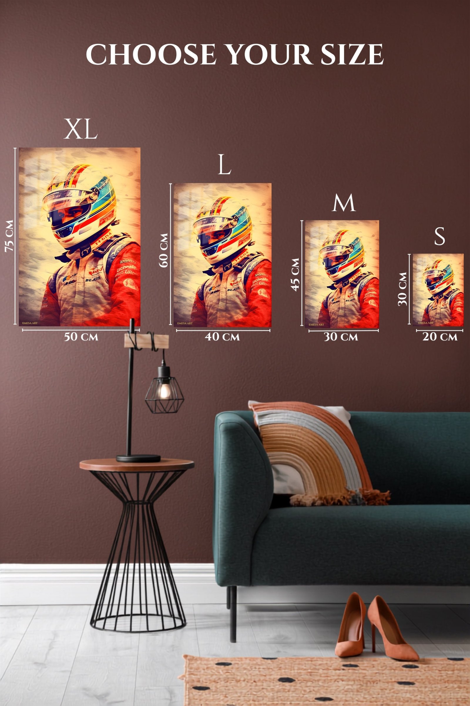 Sunlit Racing Driver Portrait metal wall art print, view 6